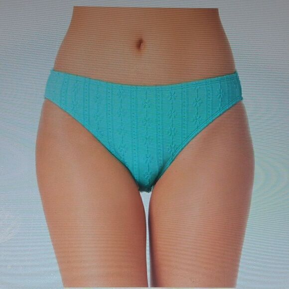 New California Waves Bikini Bottom Medium Style# CW22129TB Blue - Picture 1 of 6